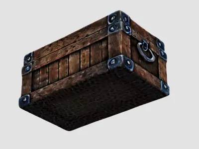 Antique Wooden Chest with Metal Accents 3D model