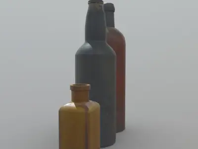 Bottles vintage Low-poly 3D model