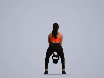 00253Anargul0009 - Adult Indian woman crouching during exercise 3D model