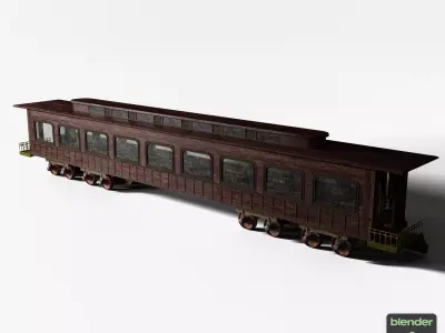 Victorian Passenger Train Carriage Low-poly 3D model