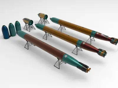 torpedos three missiles 3D model