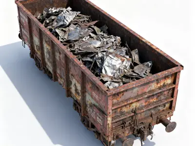 Realistic Full Rusted Gondola Train Car 3D Model Low-poly 3D model