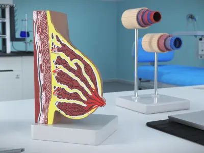  Breast Anatomy Training Model Pre-Pregnancy on Stand 