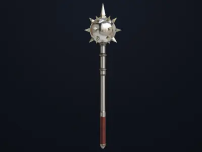 Silver Mace 01 All PBR Unity UE Textures Included  Low-poly 3D model
