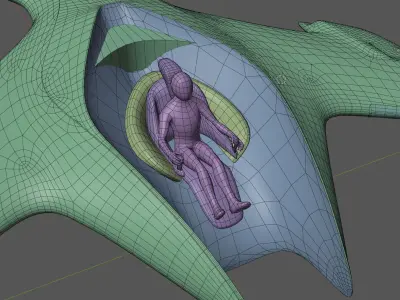 Sci-Fit Jet Ship Aero Low-poly 3D model