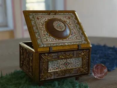 Ancient MUSIC BOX 18th century 3D model