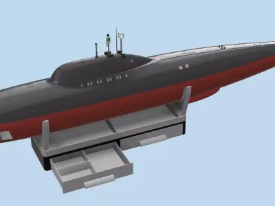 Alfa submarine made for rc with stand 1 60 scale 3D print model