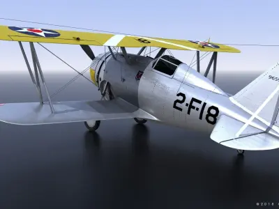 F2F-1 USS Saratoga 1939 Low-poly 3D model