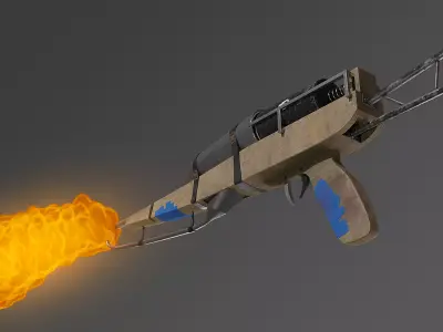 Flamethrower for games Low-poly 3D model