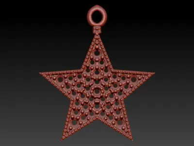 FIVE 5 POINT STAR PENDANT NECKLACE CHARM BRACELET  3D print model