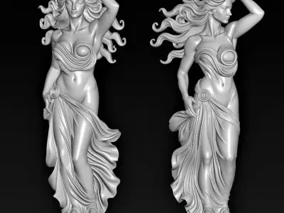 Home Decor Abstract Girl 2 Statues 3D print model
