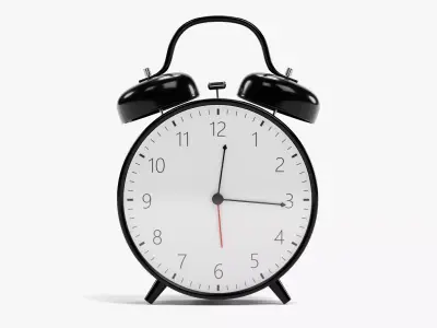Alarm Clock - Black Twin Bell Analog Clock - Rigged 3D model