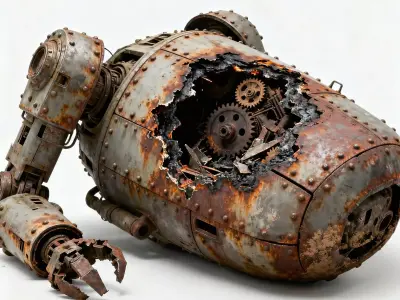 Fallen Automaton Wreckage 3D Model Low-poly 3D model