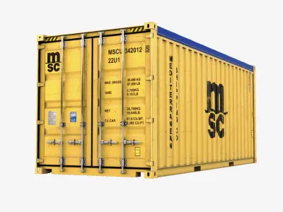 20ft MSC Open Top Shipping Container 3D Model Industrial Cargo 3D model