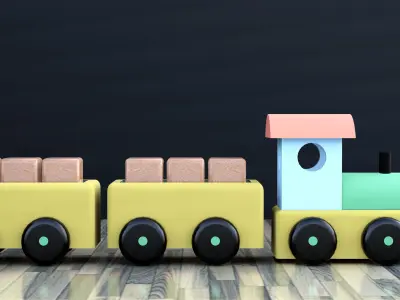 Simple Truck with troly 3D model Transportation asset Low-poly 3D model