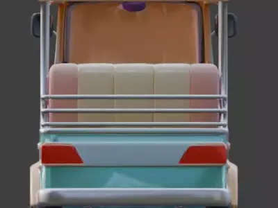 Pastel Tactical Easter Delivery Tuk Tuk 3D Model Low-poly 3D model