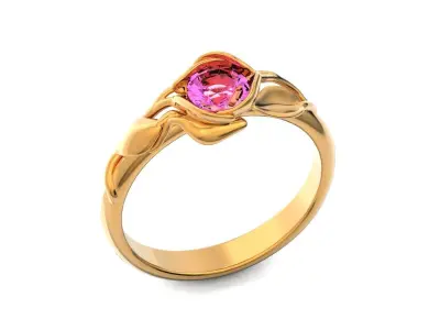 vintage Leaves flower Engagement Ring 1060 3D print model