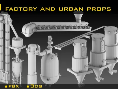 50 Factory and Urban Props- Vol 03 Low-poly 3D model