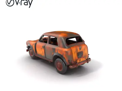 Rusty Burned Vehicle SideView model pack Low-poly 3D model