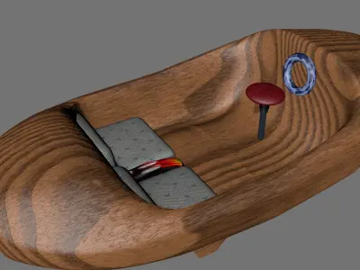 3d ship wooden chair with mouse 3D model