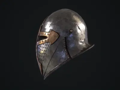 Medieval Helmet Low-poly 3D model 3