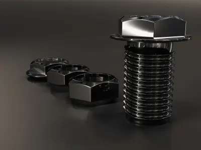 Bolt Nut and Washer 3D model