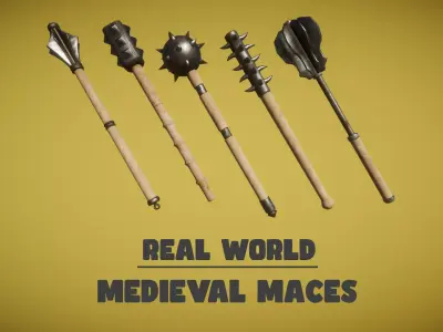 Real World - Medieval Maces Low-poly 3D model