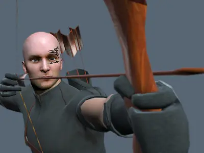 Archer 3D Model man with bow and arrow Low-poly 3D model