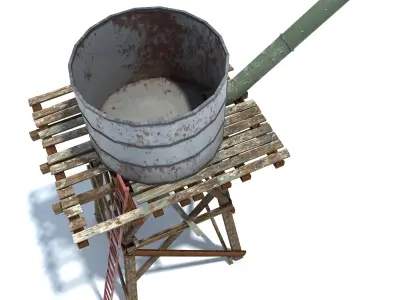 Low Poly Wild West Water Tank Low-poly 3D model