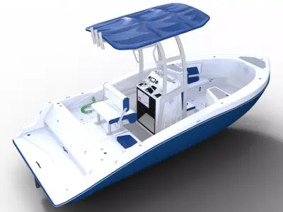 Modern Center Console Fishing Boat Low-poly 3D model purchase