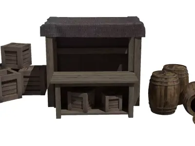 Medieval marketplace 1 3D model