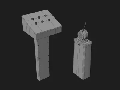 Simple Old Industrial Control Post old 3D model