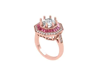 Solitaire Engagement Art Deco Ring 3D print model 72