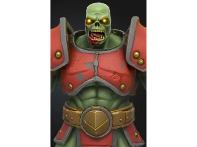 Zombie Warrior Red Armor Low-poly 3D model
