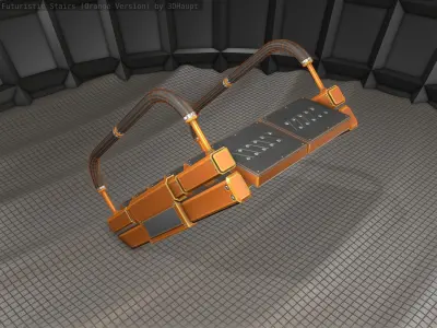 Sci-Fi Stairs - 7- Orange Version  Low-poly 3D model