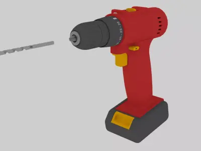 Cordless Drill with Full Internal Components 3D model