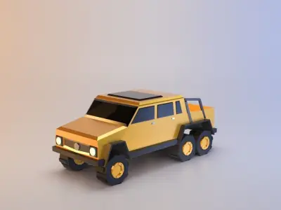 6x6 Pickup Truck Low-poly 3D model