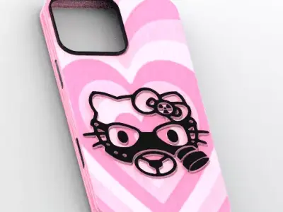 Cyber Pink Mask Cat MagSafe Case for iPhone 16 Pro Max 3D print model