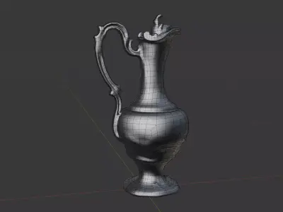 Antique Ornamental Bronze Pitcher  Game Ready PBR 3D Model 3D model