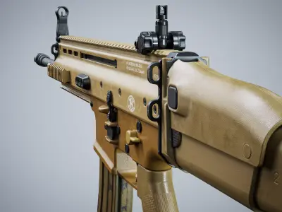 MK 16 FN SCAR-L modular Low-poly 3D model