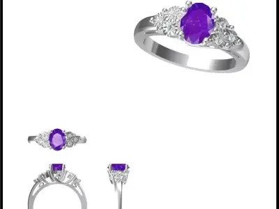 JCD Format Antique color stone rings 3d cad jewelry design 3D print model
