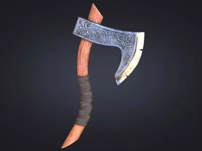 Viking Axe Warrior Melee Weapon for Games Unity Unreal Engine Low-poly 3D model