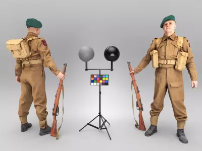 Soldier with gun 397 Low-poly 3D model