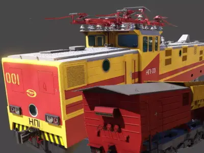 Industrial Locomotive NP1 with Motor Dupmcar Low-poly 3D model