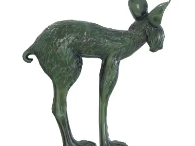 Lynx Porcelain statues Low-poly 3D model