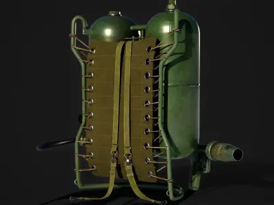 M2-2 flamethrower Low-poly 3D model