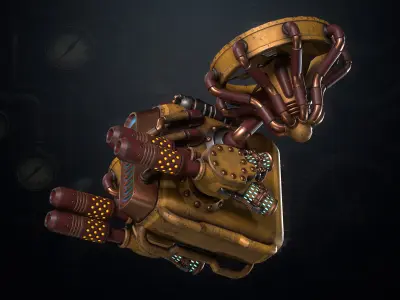 SteamPunk Battle Drone Low-poly 3D model