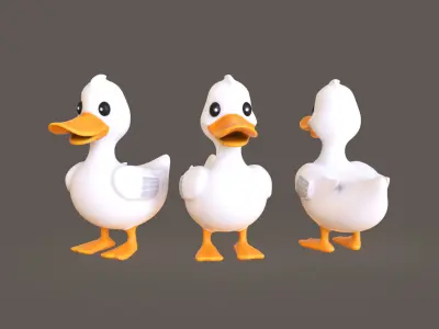 Cartoon Duck Cute 03 Low-poly 3D model