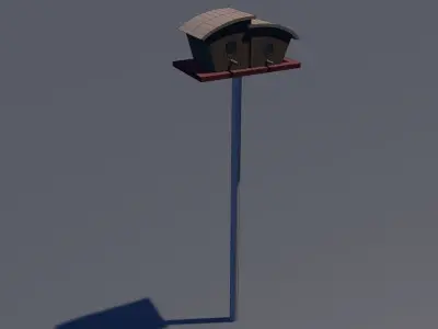 Birdhouse bird house on pole Low-poly 3D model