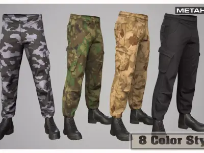 Tactical Cargo Pants Boots 01 Low-poly 3D model